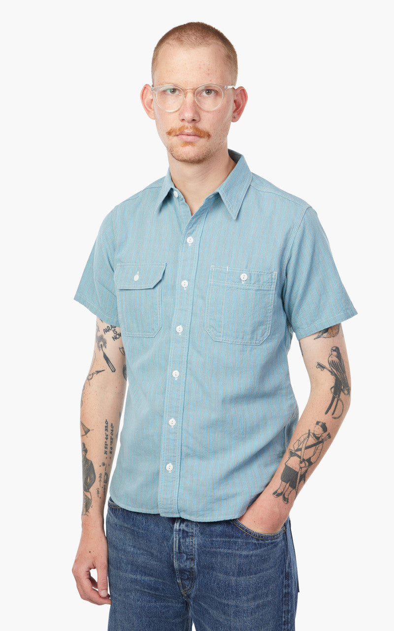 Momotaro Jeans 06-110 Multi Stripes Shirt Blue 5oz