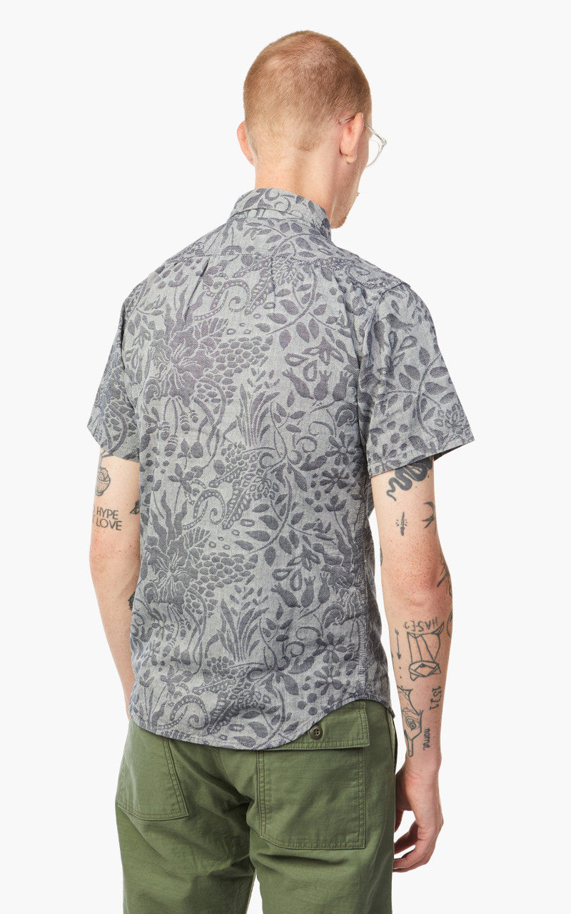 Momotaro Jeans 06-113 Flower Jacquard Shirt Indigo