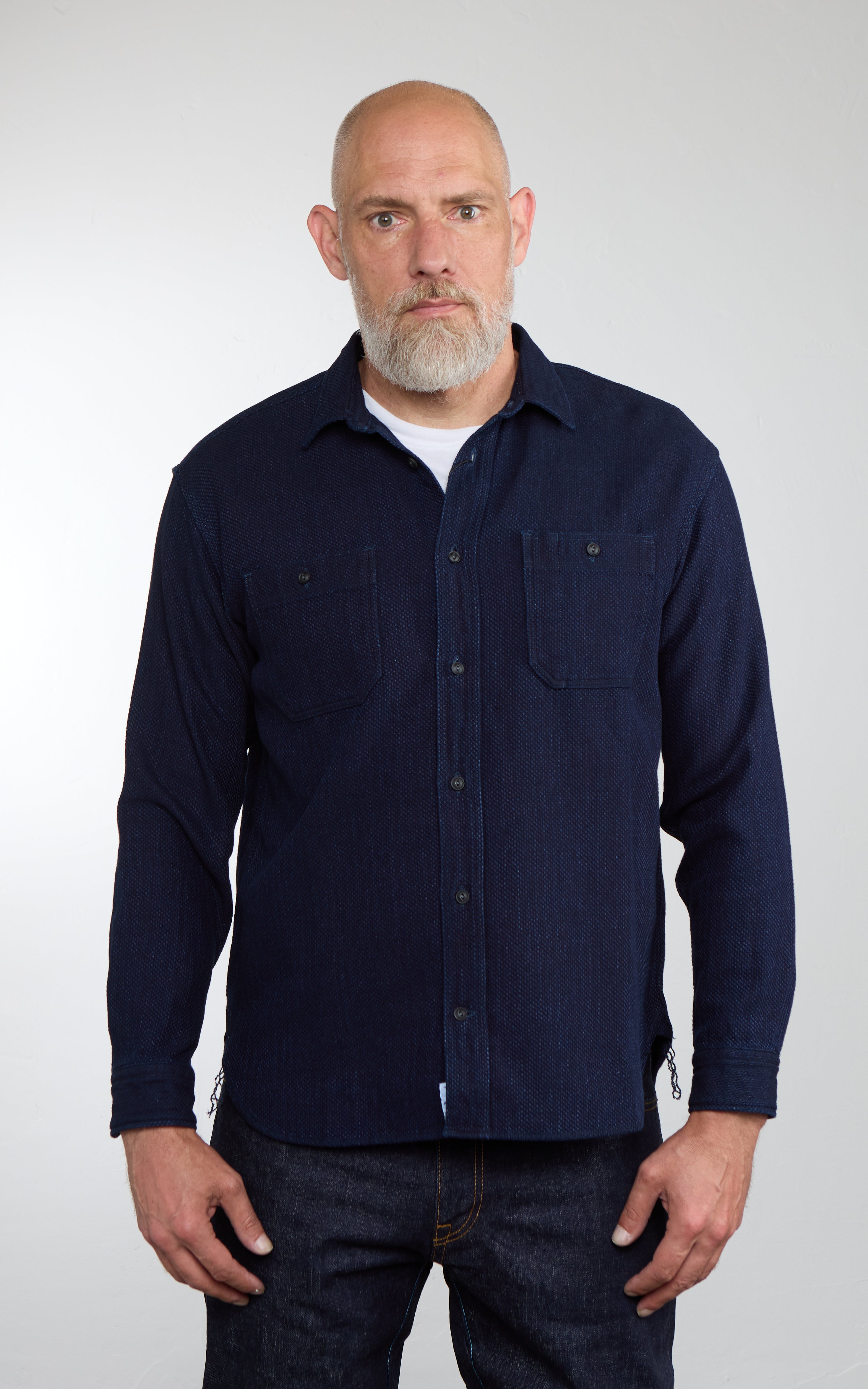 MOMOTARO JEANS MMLS6018 Sashiko Work Shirt Indigo