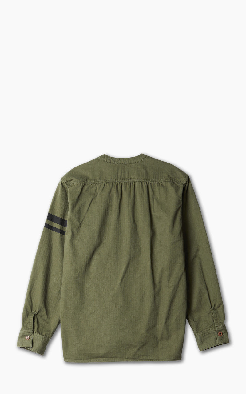 Momotaro Jeans MLS1050M23 Military Herringbone Work Cardigan Olive Drab