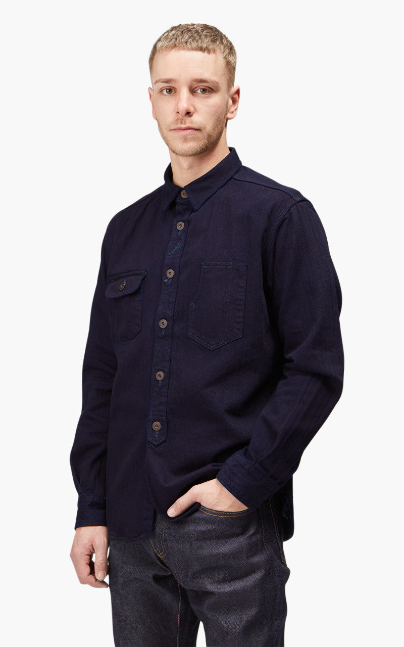 Momotaro Jeans MLS1060M23 Herringbone Work Shirt Indigo