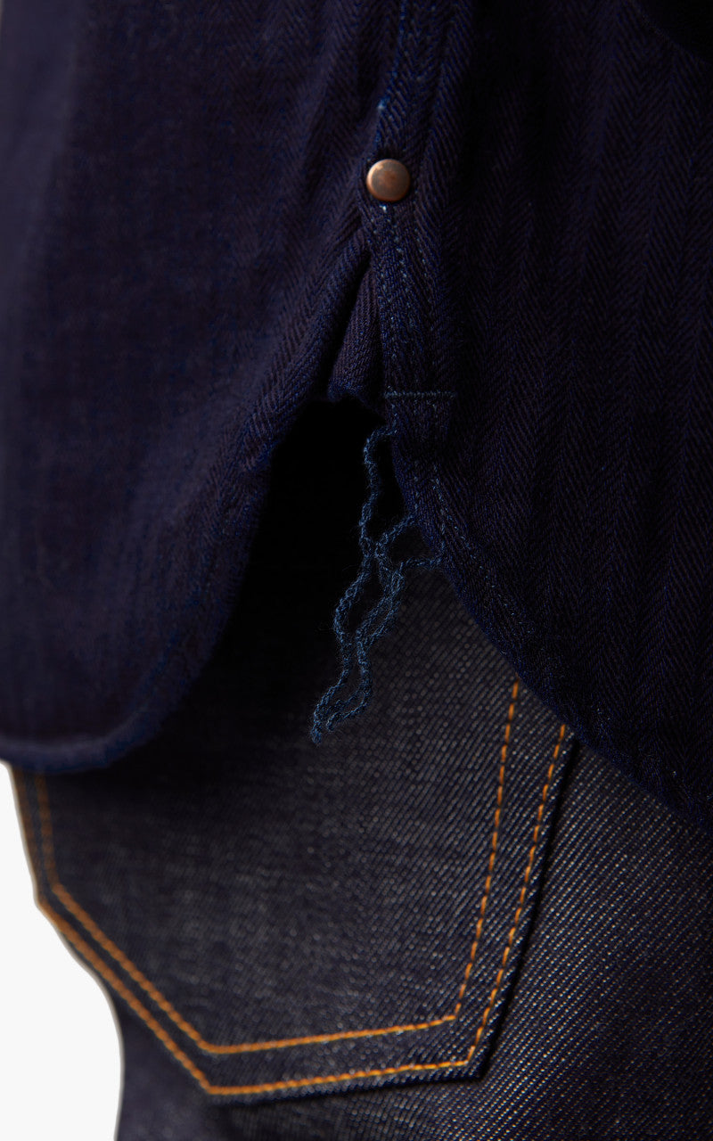 Momotaro Jeans MLS1060M23 Herringbone Work Shirt Indigo