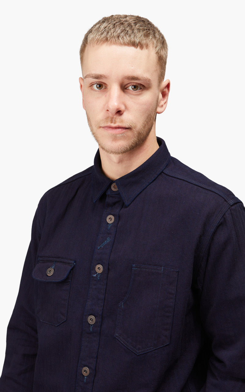 Momotaro Jeans MLS1060M23 Herringbone Work Shirt Indigo