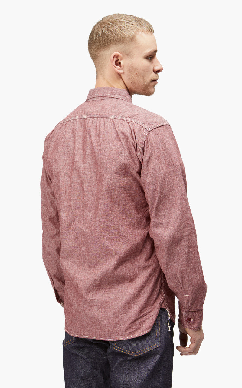 Momotaro Jeans MS044 5oz Chambray Work Shirt Red