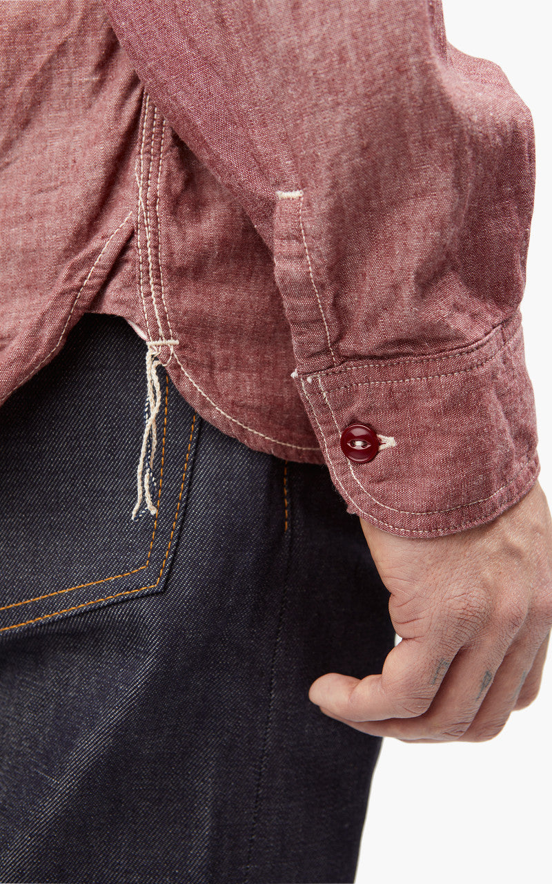 Momotaro Jeans MS044 5oz Chambray Work Shirt Red