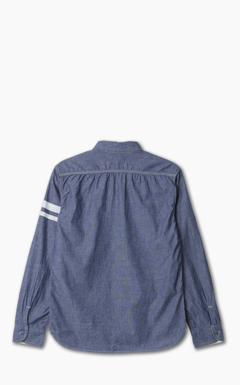 Momotaro Jeans MS044S GTB Stripe 5oz Chambray Work Shirt Indigo