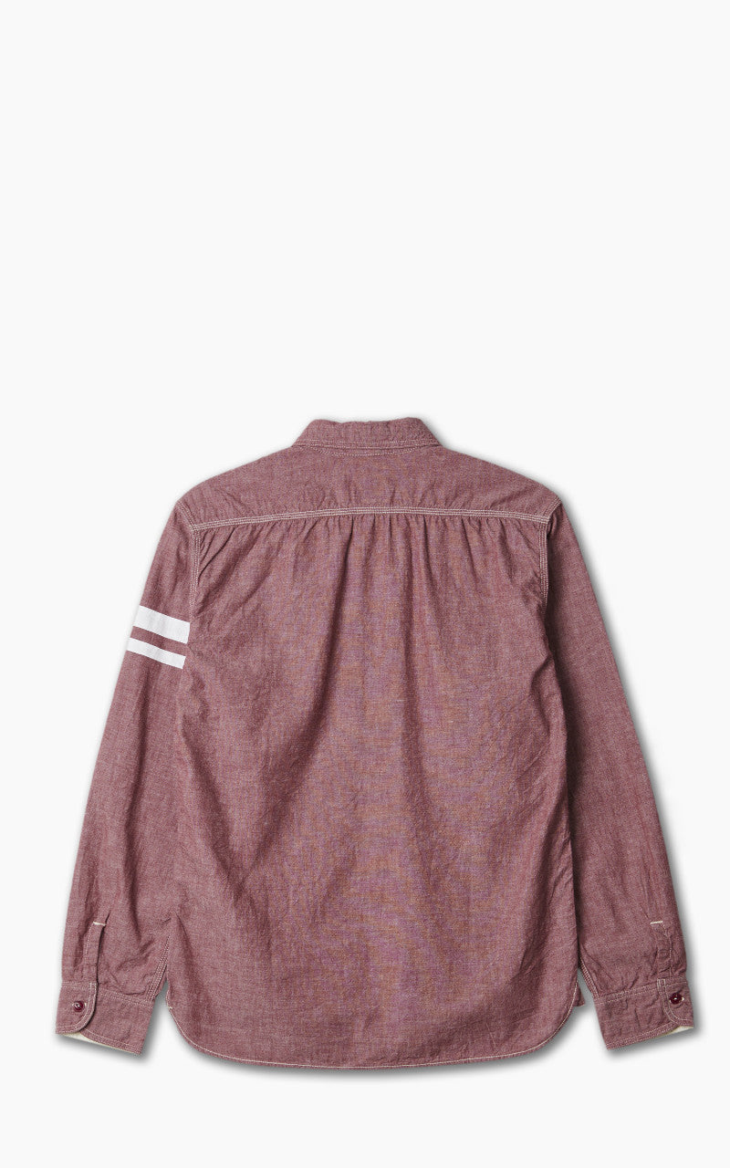 Momotaro Jeans MS044S GTB Stripe 5oz Chambray Work Shirt Red