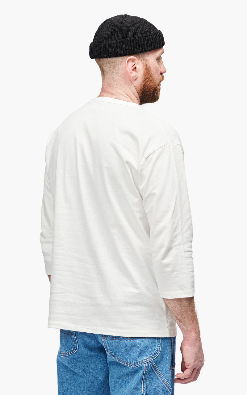 Momotaro Jeans MT004 Zimbabwe Cotton Three Quarter Sleeve T-Shirt White