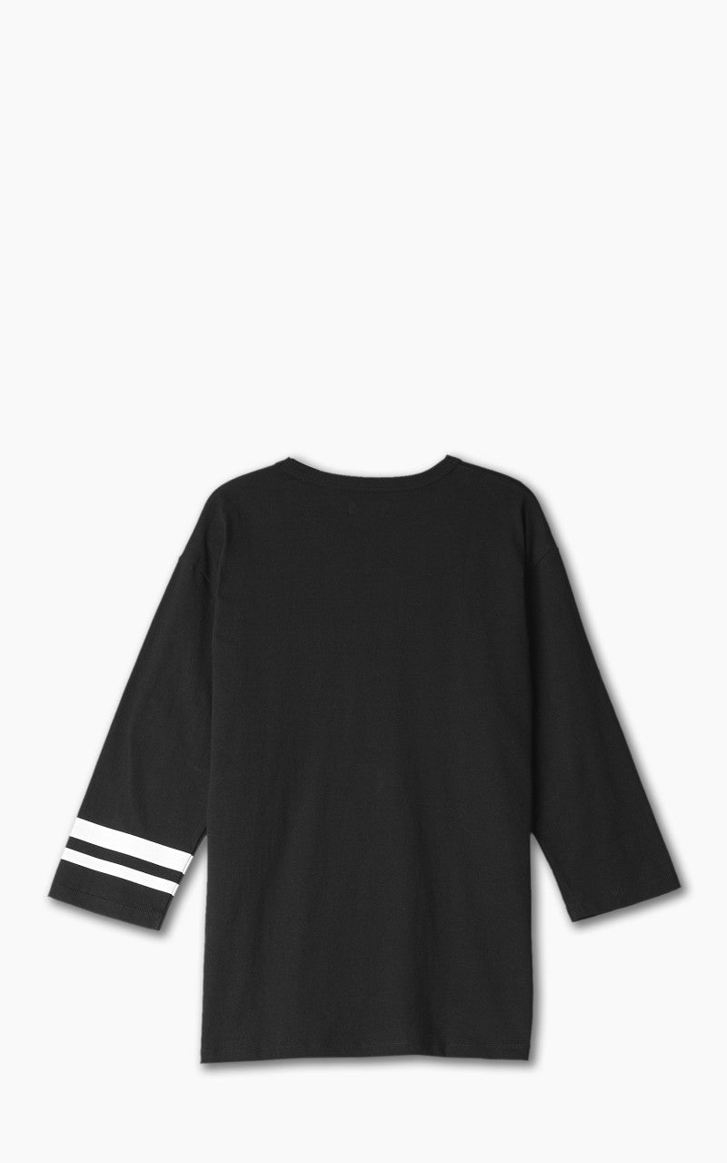 Momotaro Jeans MT004 Zimbabwe Cotton Three Quarter Sleeve T-Shirt Black