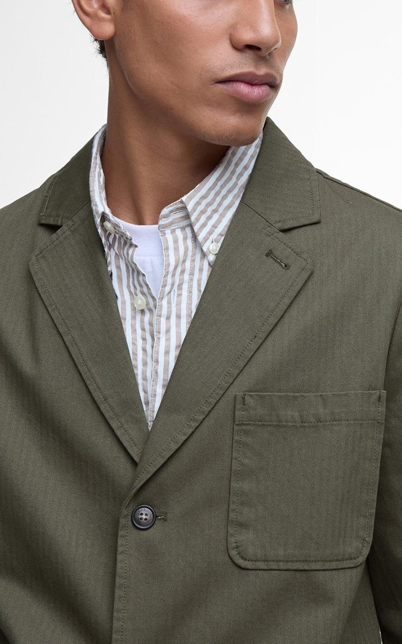 Barbour Bayview Herringbone Jacket Uniform Green