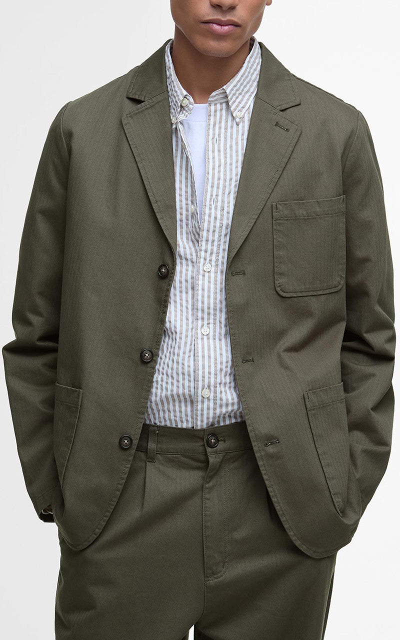 Barbour Bayview Herringbone Jacket Uniform Green