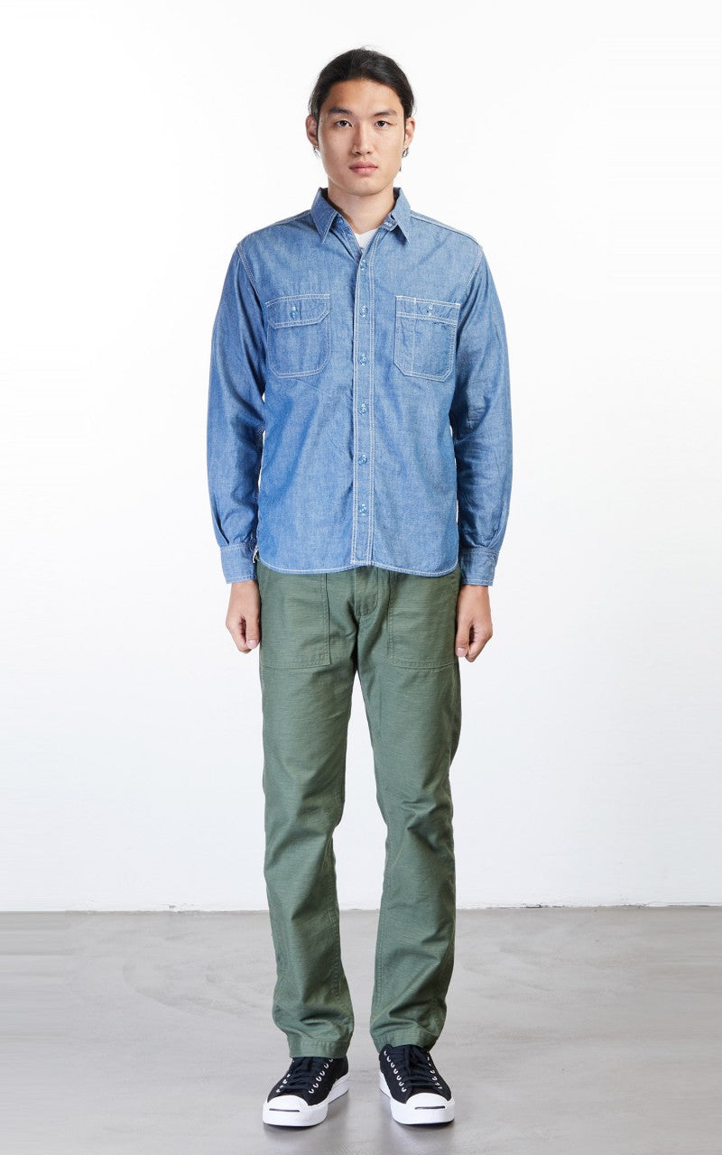 Momotaro Jeans MS033 Chambray Work Shirt Indigo