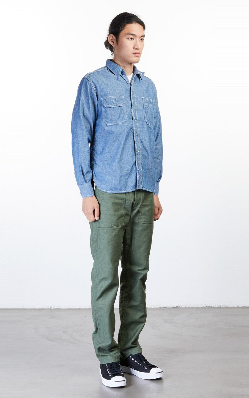 Momotaro Jeans MS033 Chambray Work Shirt Indigo