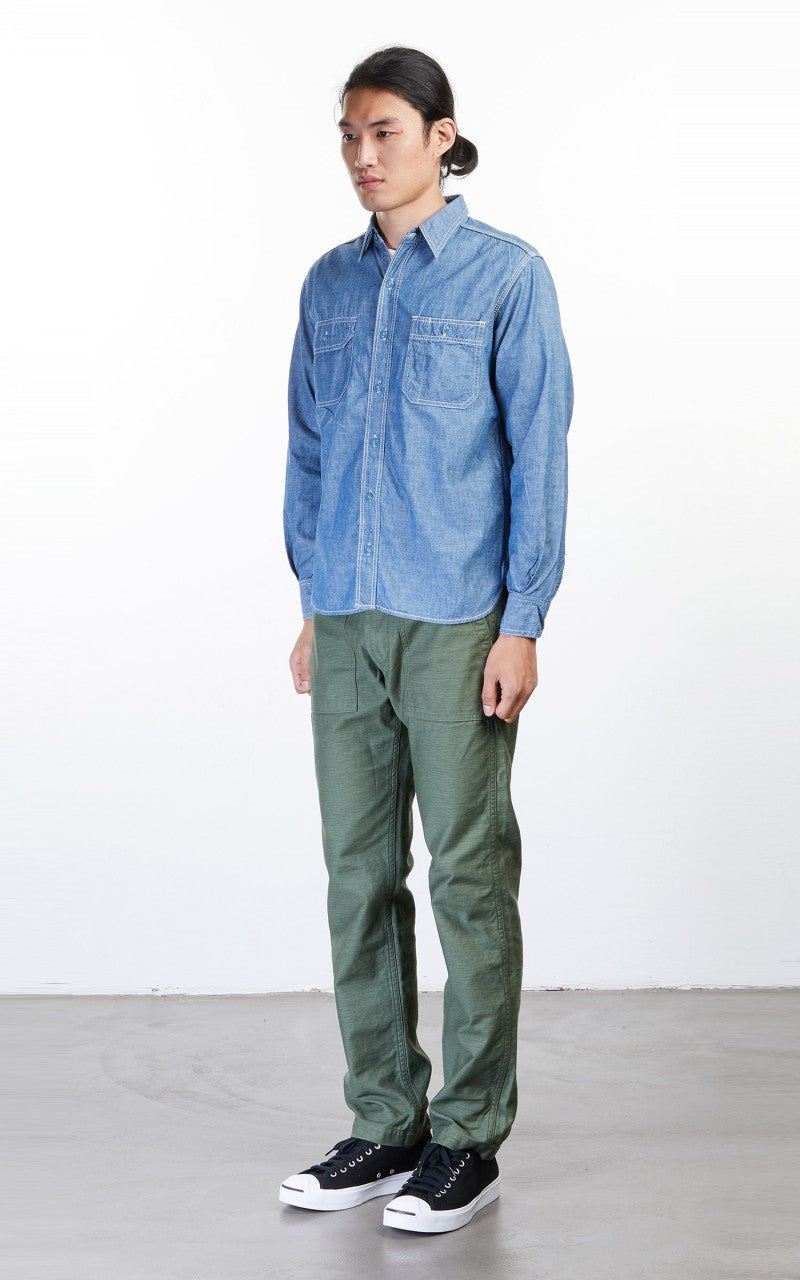 Momotaro Jeans MS033 Chambray Work Shirt Indigo