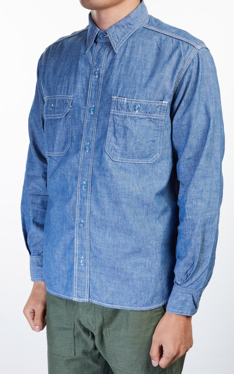 Momotaro Jeans MS033 Chambray Work Shirt Indigo