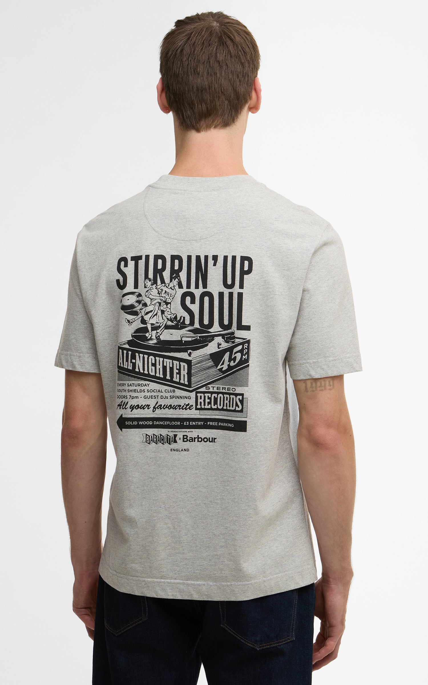 Barbour x Baracuta T-Shirt All Nighter Oversized Grey Marl