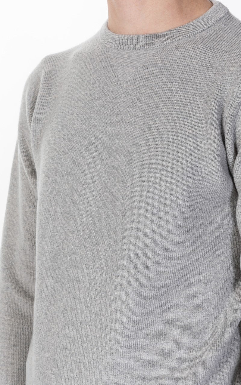 Merz b. Schwanen MWCC01 Classic Crew Merino Pullover Grey Melange