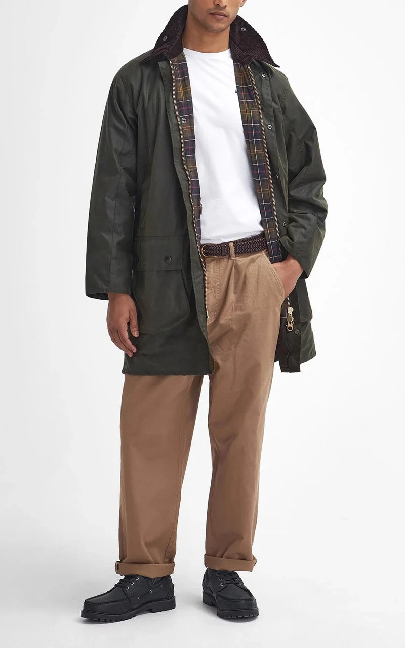 Barbour Border Wax Jacket Archive Olive