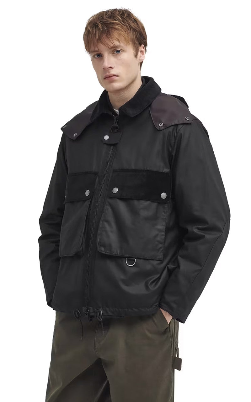 Barbour Re-Engineered Waxed Spey Jacket Black