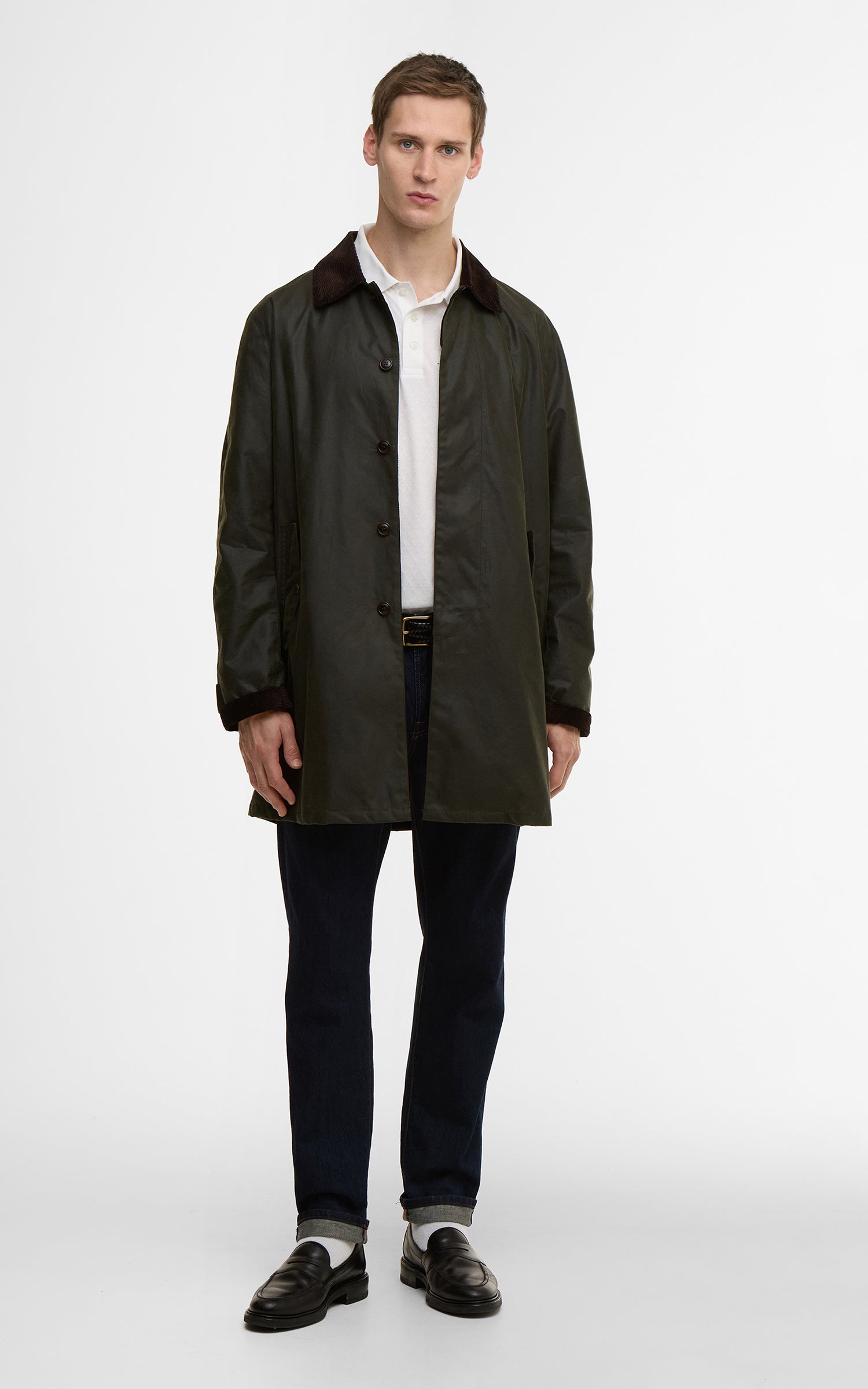 Barbour x Baracuta Car Coat Tyne Waxed Archive Olive