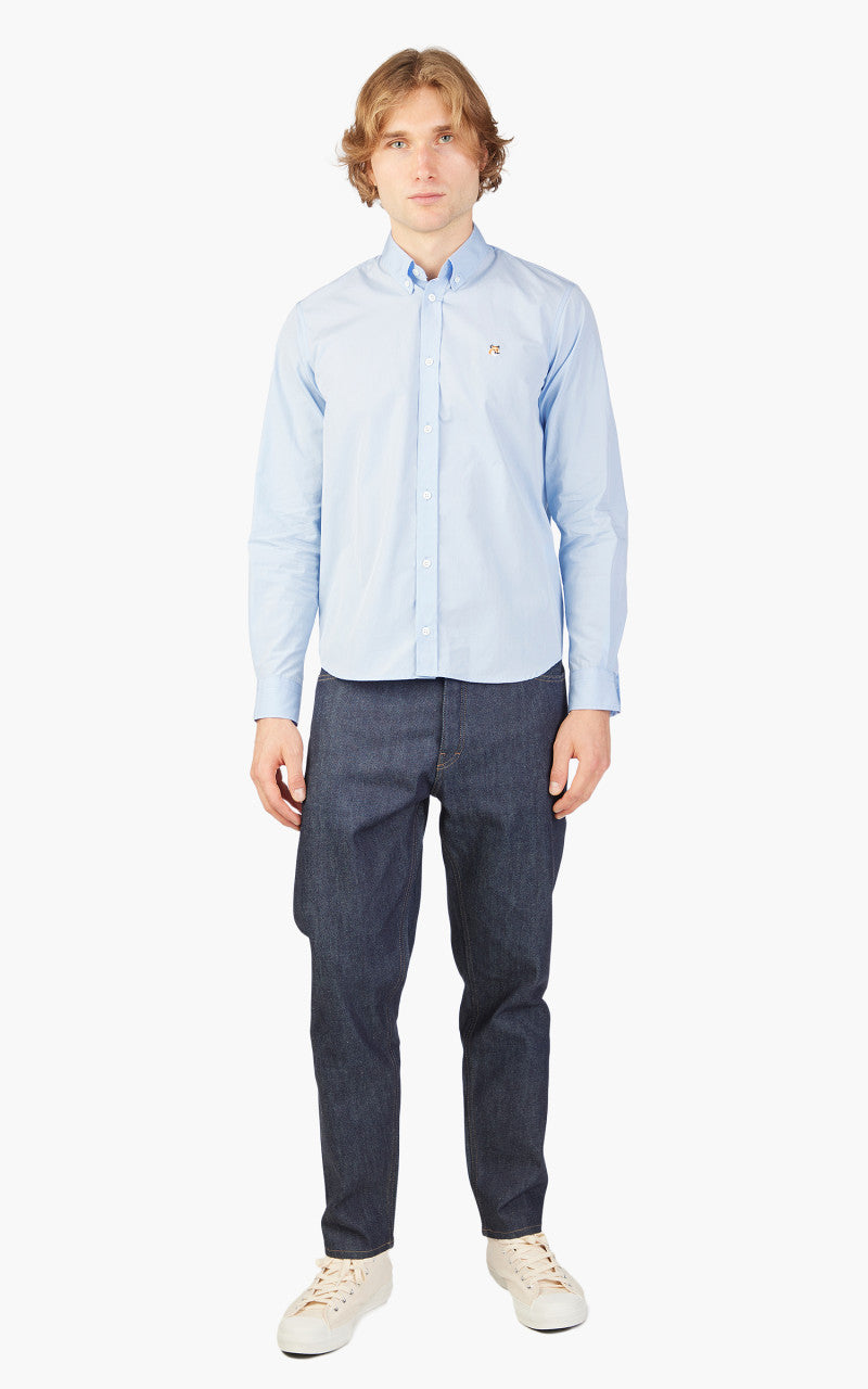Maison Kitsuné Fox Head Embroidery Classic Shirt Light Blue