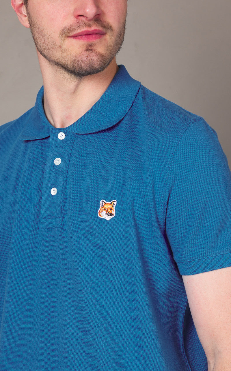 Maison Kitsuné Fox Head Patch Regular Polo Enamel Blue