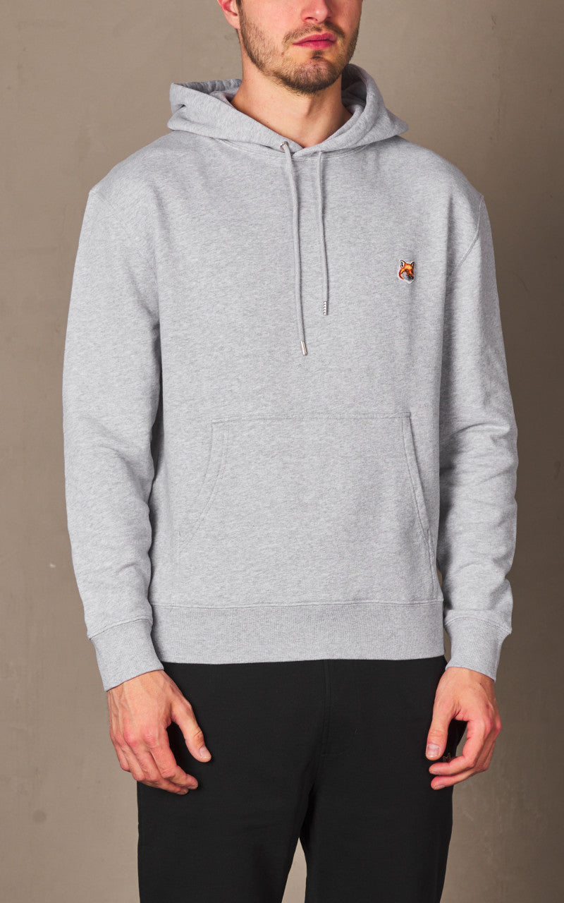 Maison Kitsuné Fox Head Patch Regular Hoodie Light Grey Melange