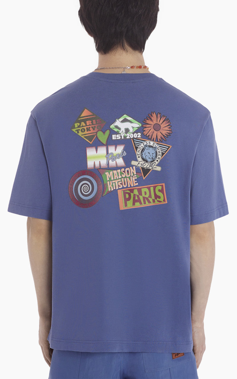Maison Kitsuné Surf Collage Oversize T-Shirt Storm Blue
