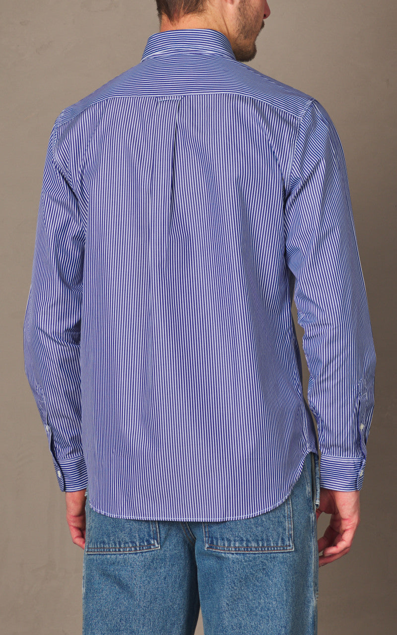 Maison Kitsuné Fox Head Classic Striped Shirt Navy