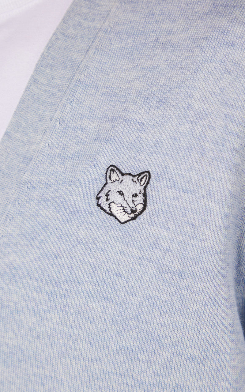 Maison Kitsuné Bold Fox Head Patch Regular Cardigan Light Blue