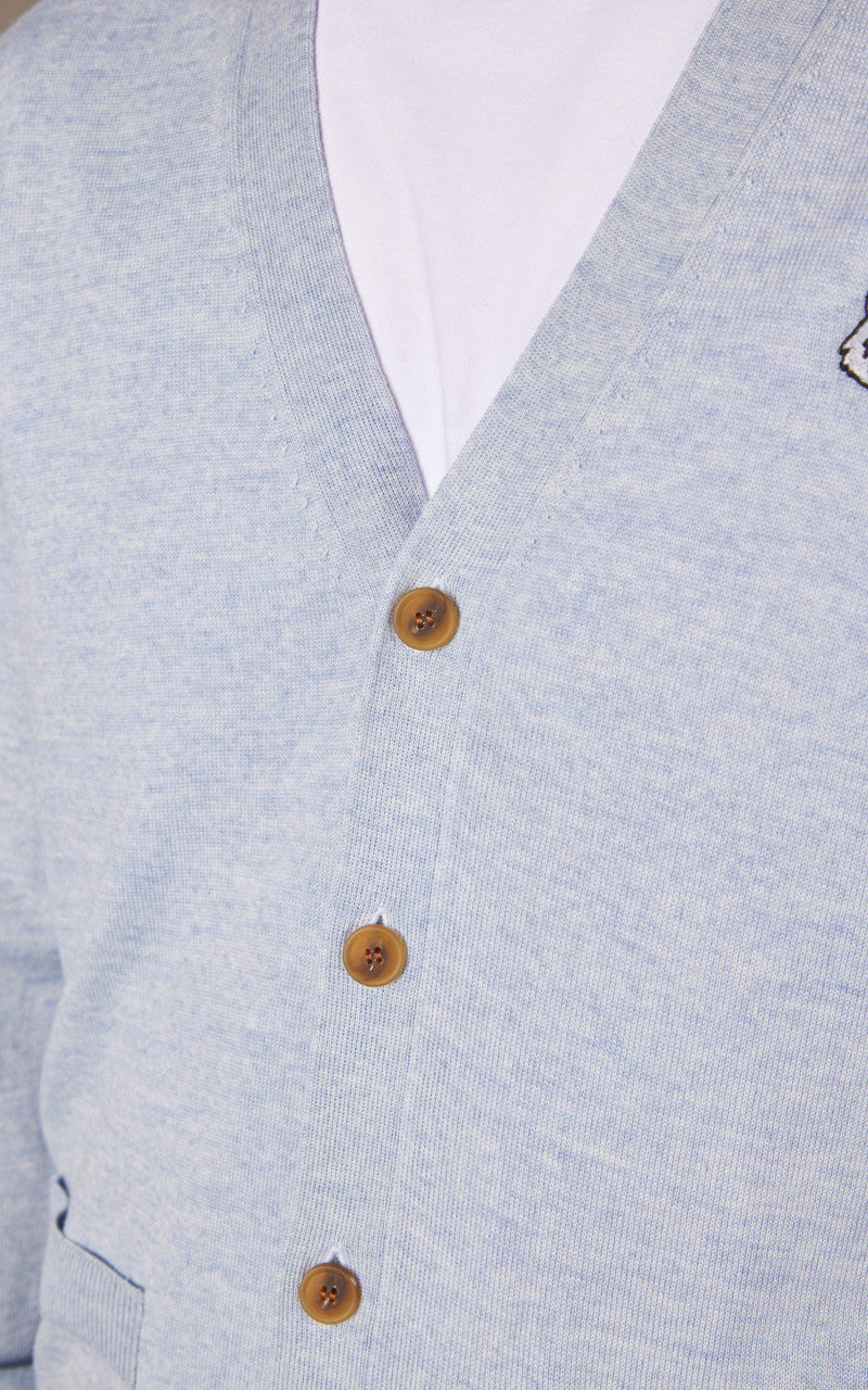 Maison Kitsuné Bold Fox Head Patch Regular Cardigan Light Blue