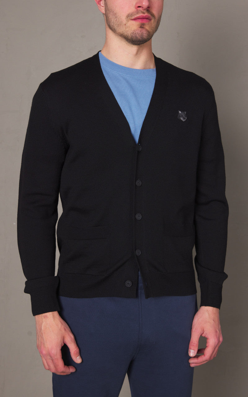 Maison Kitsuné Bold Fox Head Patch Regular Cardigan Black