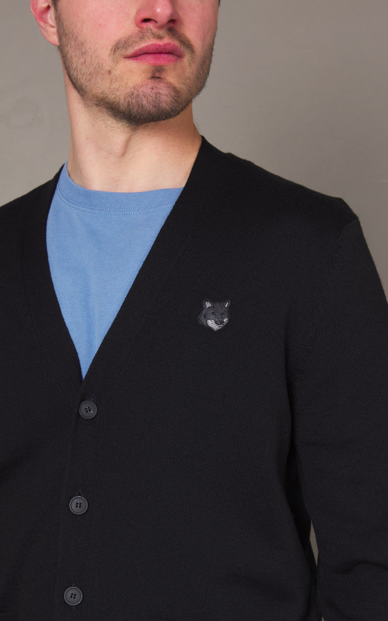 Maison Kitsuné Bold Fox Head Patch Regular Cardigan Black