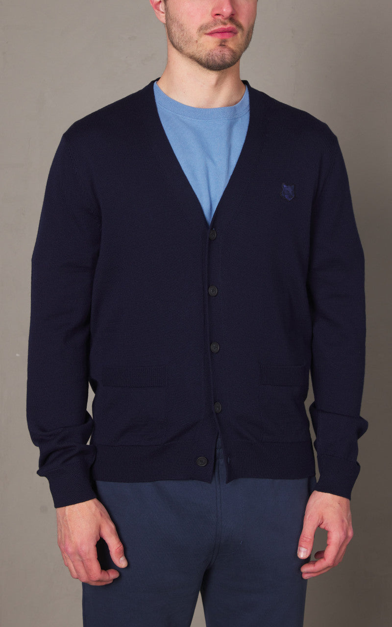 Maison Kitsuné Bold Fox Head Patch Regular Cardigan Ink Blue