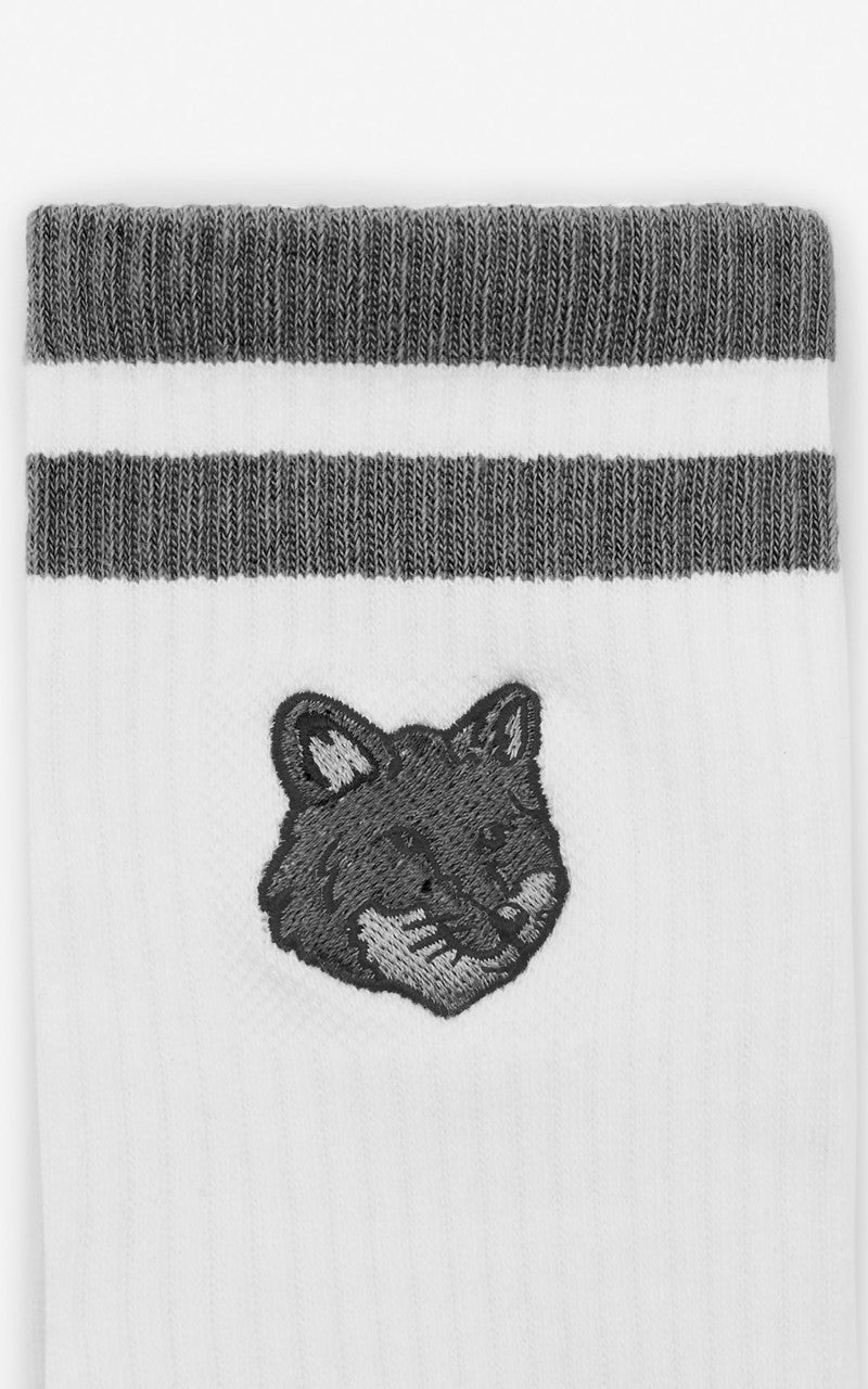 Maison Kitsuné Bold Fox Head Sporty Socks Dark Grey Melange