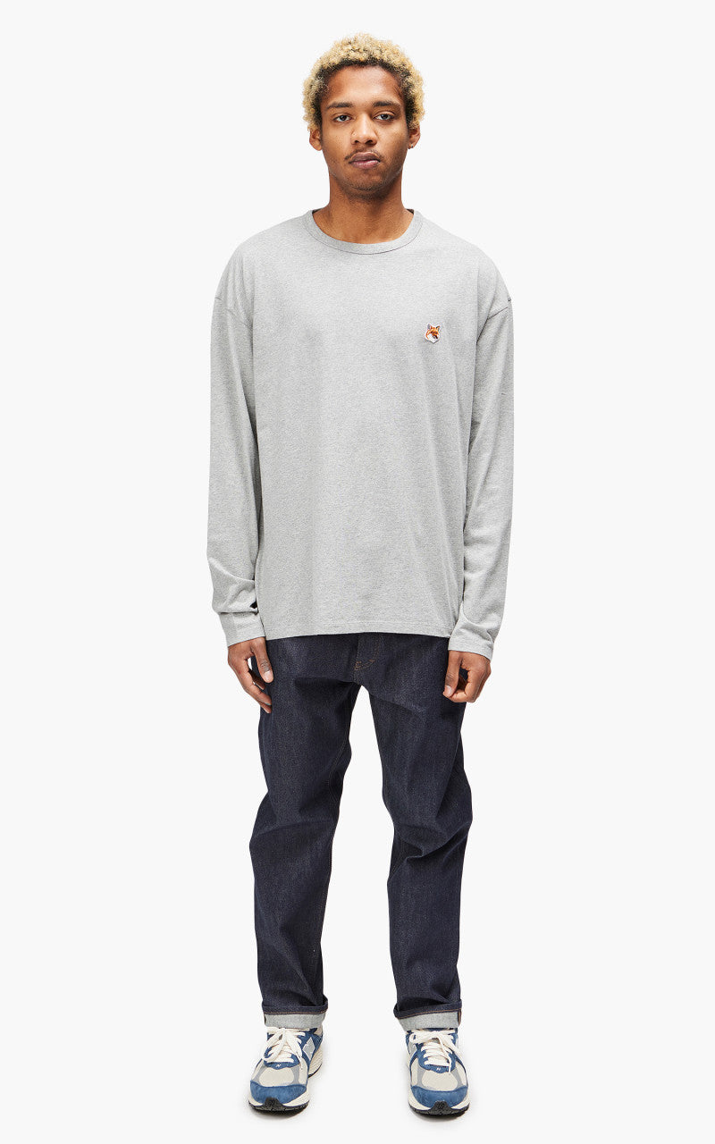 Maison Kitsuné Fox Head Patch Regular Long-Sleeved T-Shirt Grey Melange