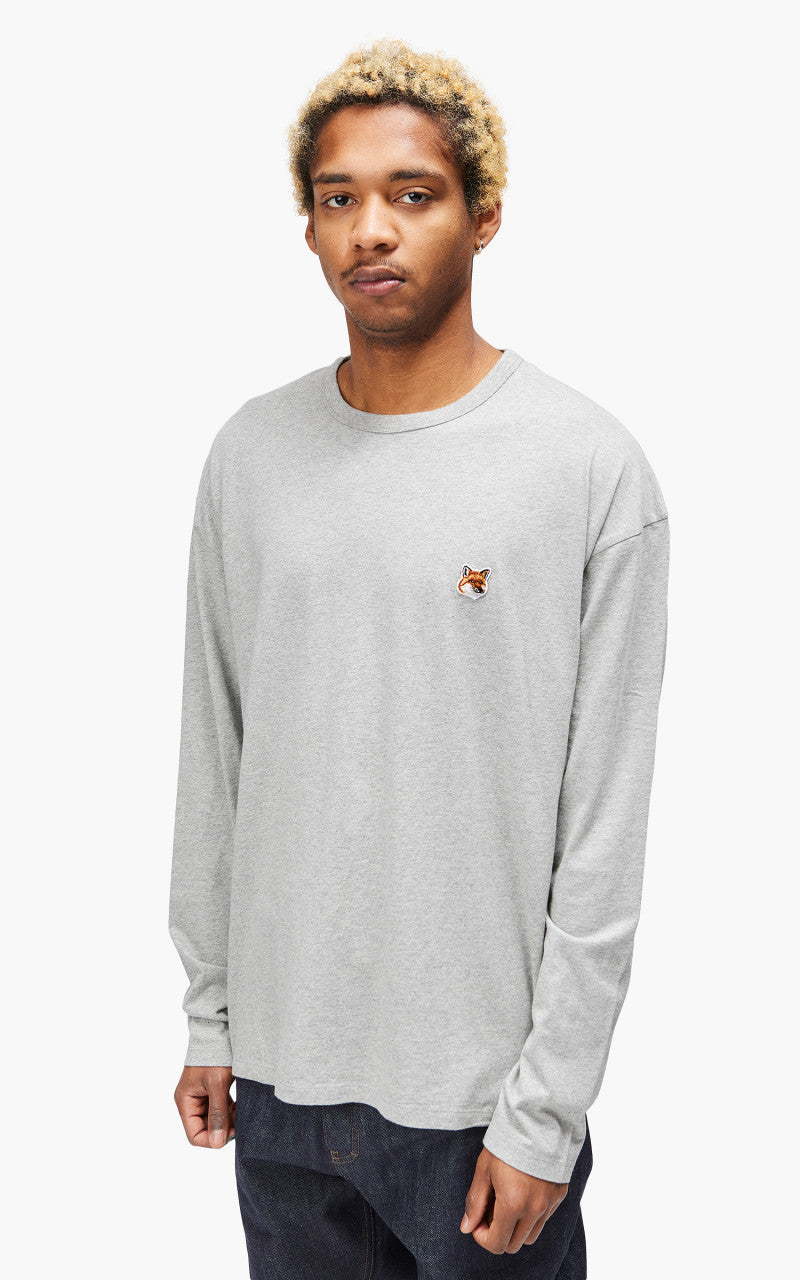 Maison Kitsuné Fox Head Patch Regular Long-Sleeved T-Shirt Grey Melange