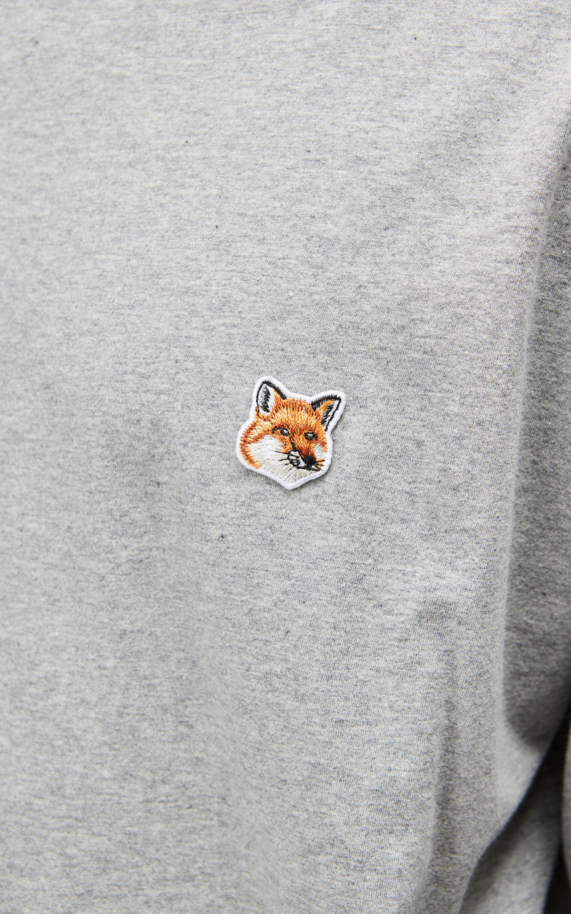 Maison Kitsuné Fox Head Patch Regular Long-Sleeved T-Shirt Grey Melange