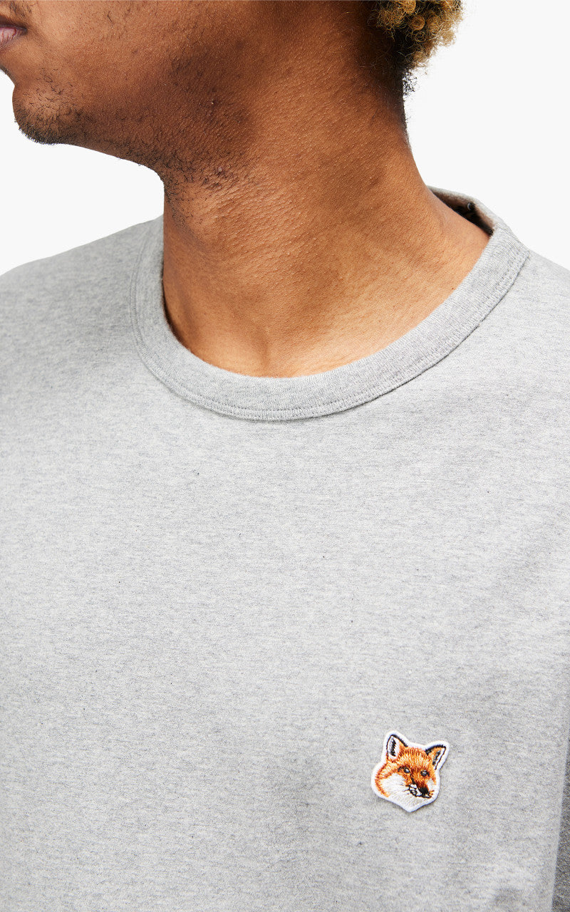 Maison Kitsuné Fox Head Patch Regular Long-Sleeved T-Shirt Grey Melange