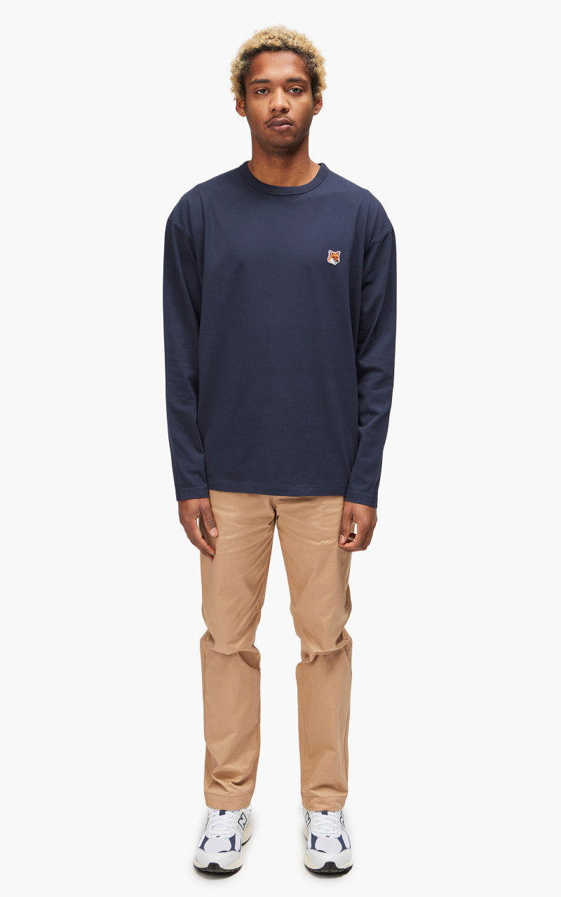 Maison Kitsuné Fox Head Patch Regular Long-Sleeved T-Shirt Navy