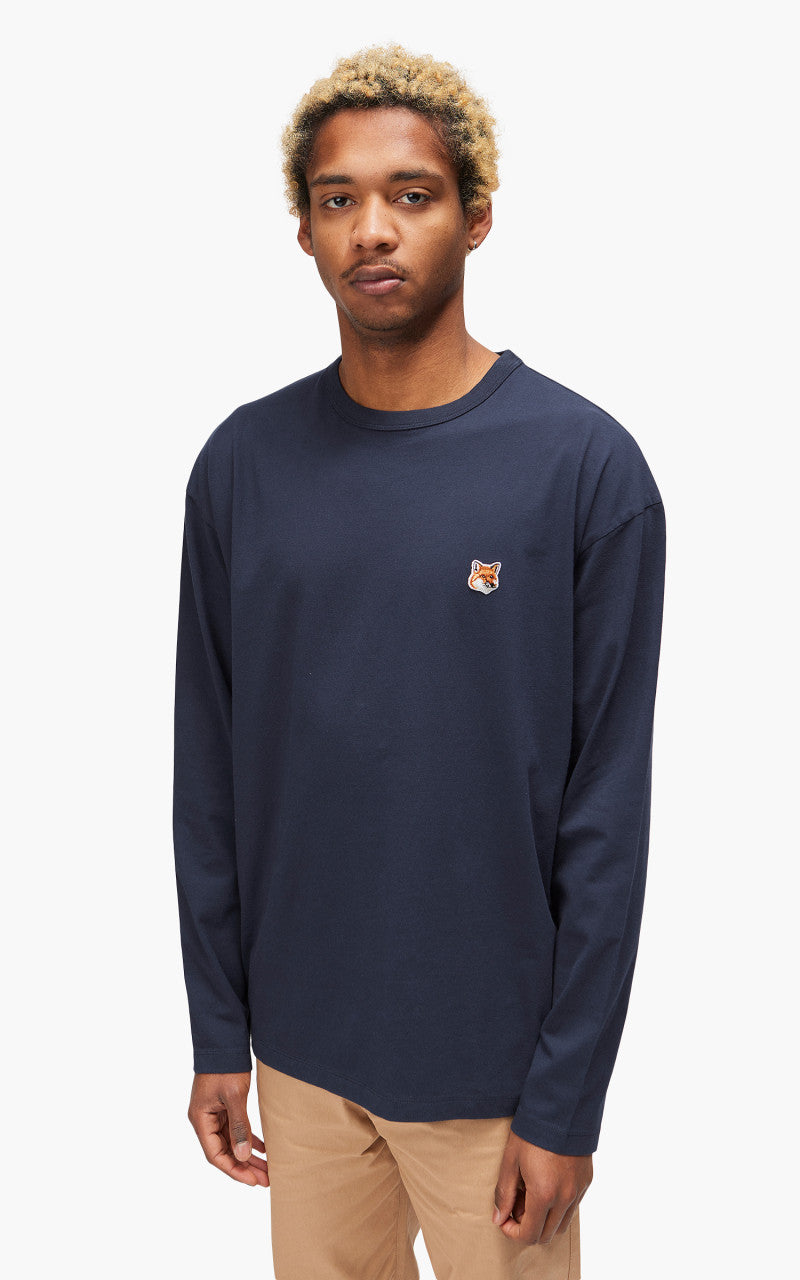 Maison Kitsuné Fox Head Patch Regular Long-Sleeved T-Shirt Navy