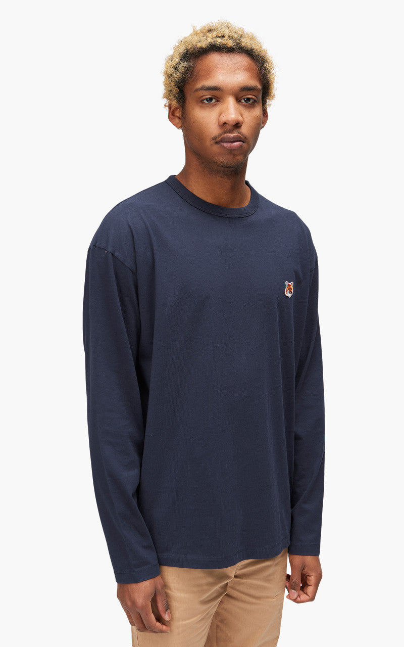 Maison Kitsuné Fox Head Patch Regular Long-Sleeved T-Shirt Navy