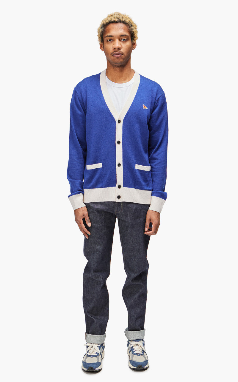Maison Kitsuné Baby Fox Patch Bi-Color Classic Cardigan Deep Blue
