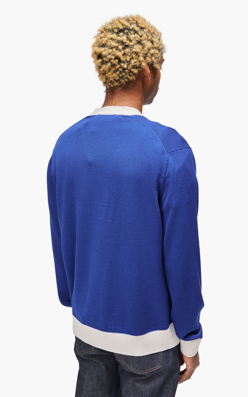Maison Kitsuné Baby Fox Patch Bi-Color Classic Cardigan Deep Blue