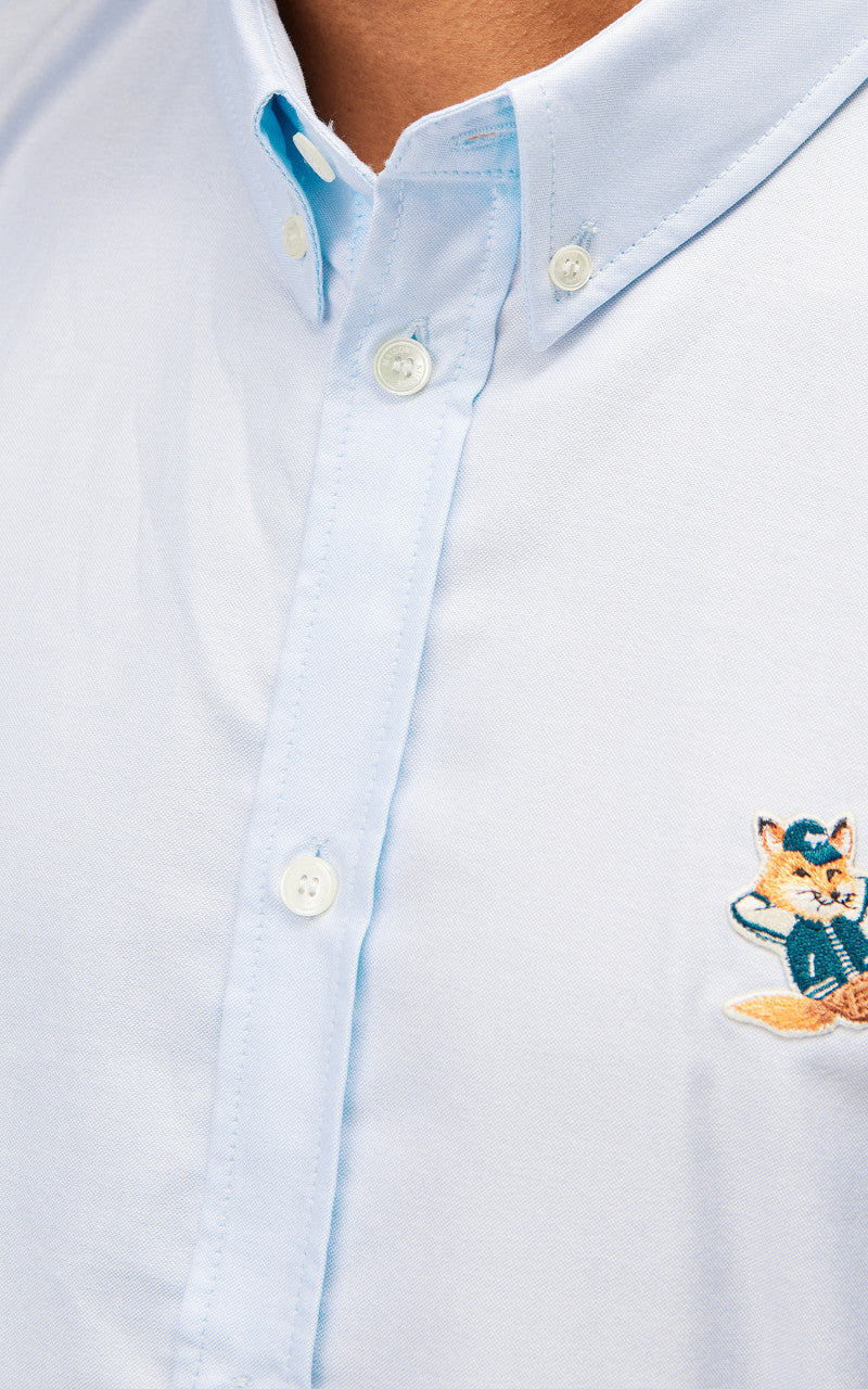 Maison Kitsuné Dressed Fox Patch Relaxed Shirt Light Blue