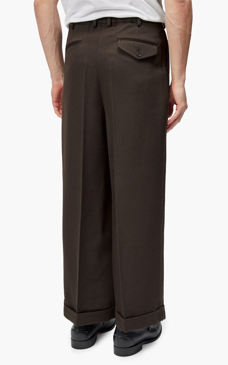 Markaware Pleated Wide Trousers Dark Brown