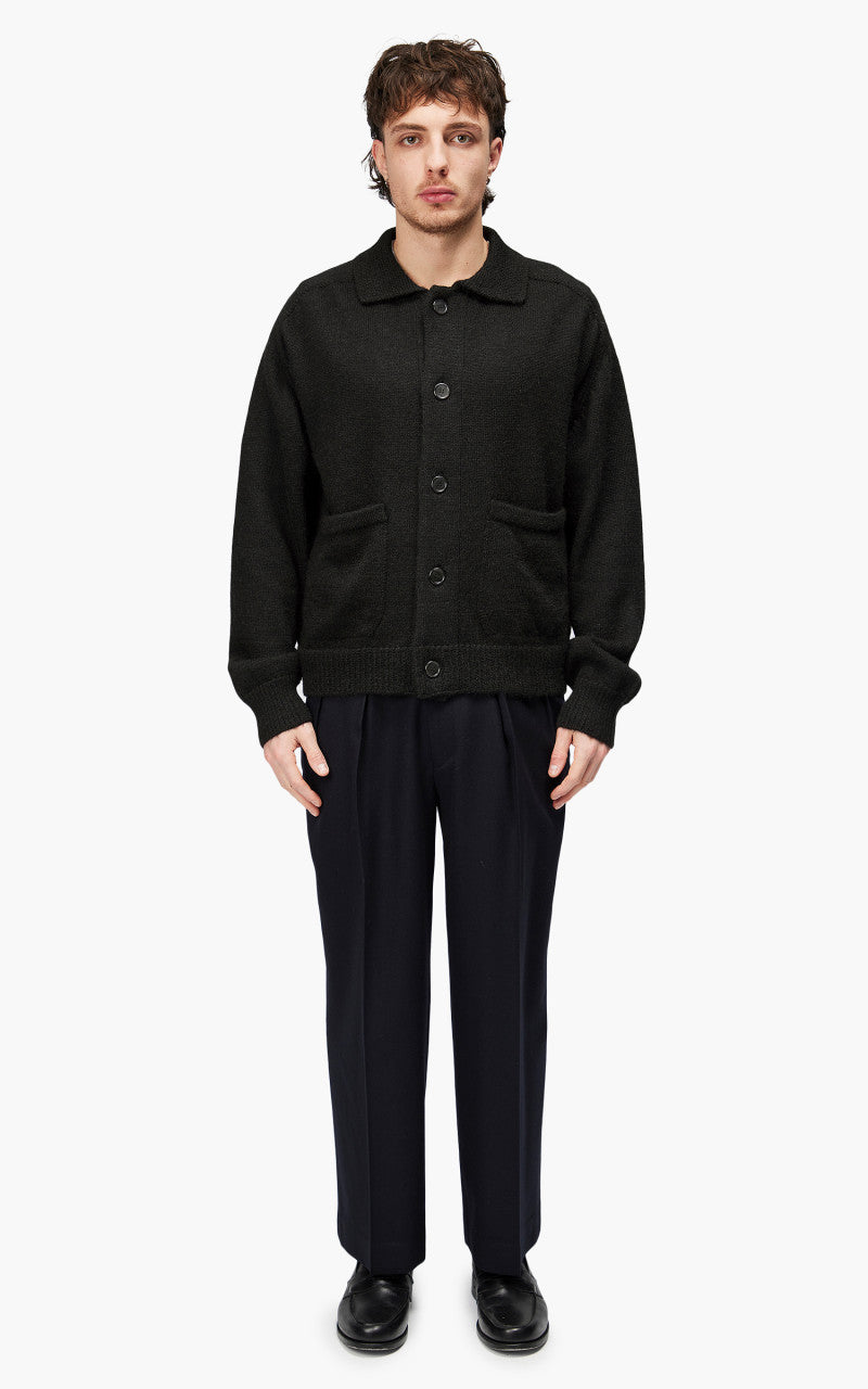 Markaware Polo Collar Cardigan Natural Black
