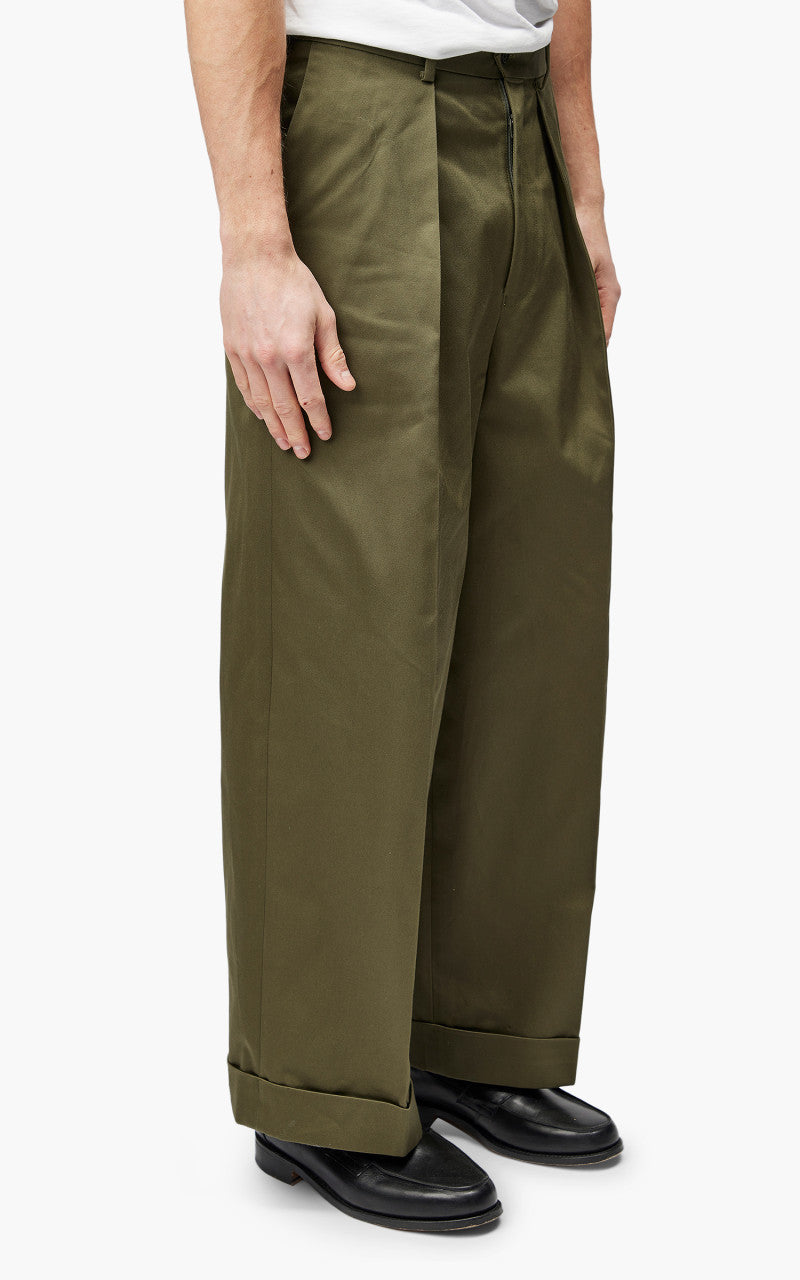 Markaware Pleated Wide Trousers Olive