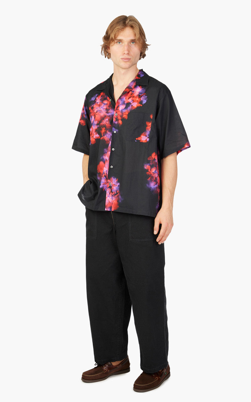 Markaware Flower Printed Open Collar Shirt S/S Black
