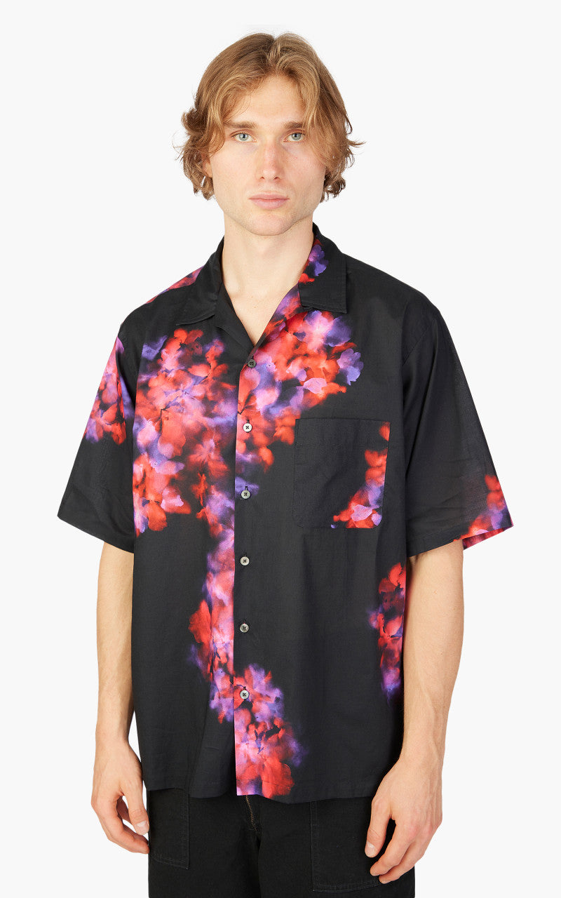 Markaware Flower Printed Open Collar Shirt S/S Black